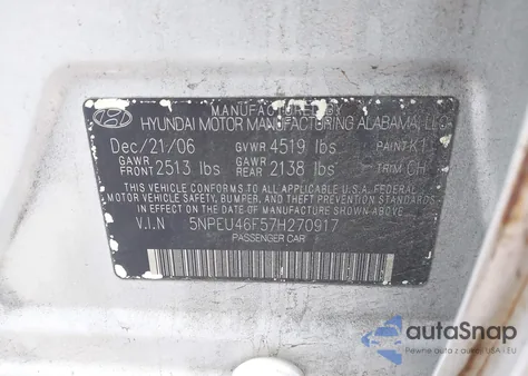 2007 Hyundai Sonata Se/Limited from USA, damaged, VIN 5NPEU46F57H270917